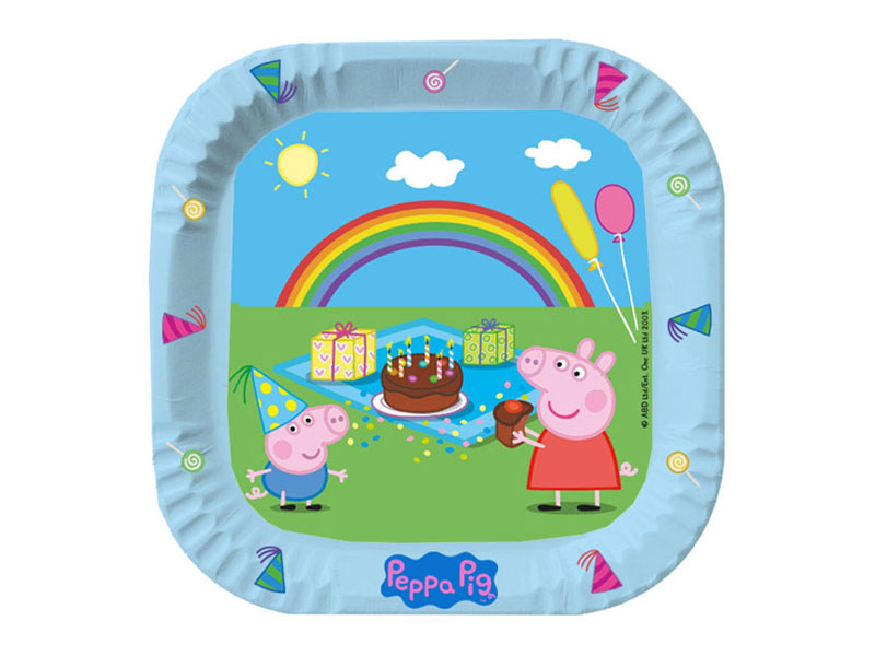 Pappteller Peppa Wutz quadratisch Partyteller