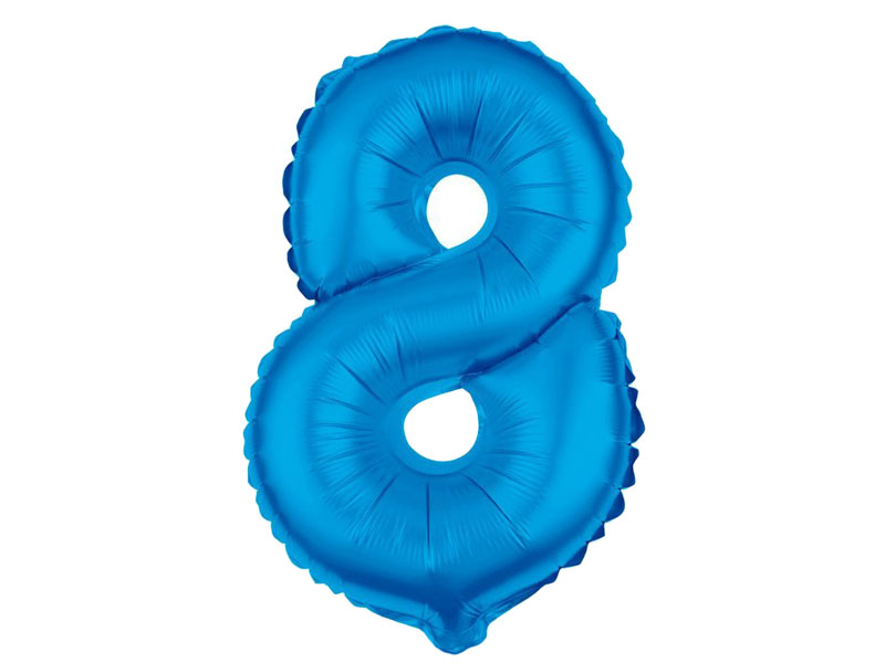 Zahlenballon Zahl 8 blau 80cm