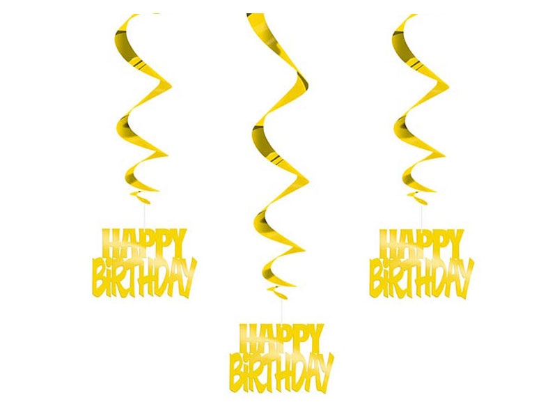 Dekospiralen Happy Birthday Gold Spiralen