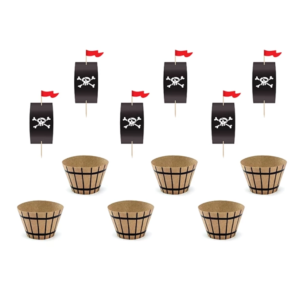 Piraten Cupcake Set, 18-teilig für 6 Muffins oder Cupcakes