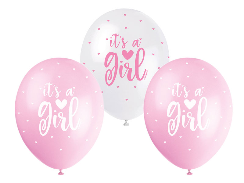 Luftballons Its a Girl rosa und weiß Babyparty