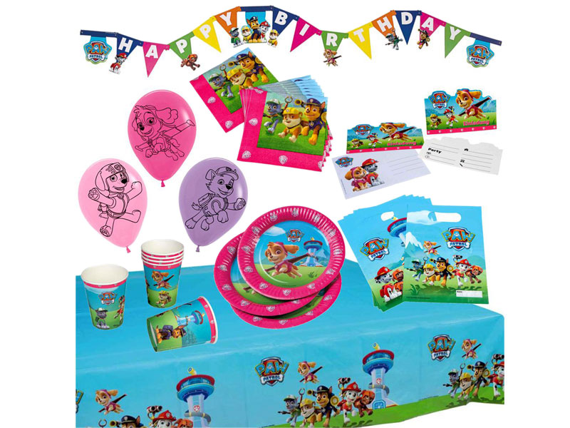 Geburtstagsdeko Set Paw Patrol Skye Partydeko Set für Kindergeburtstag