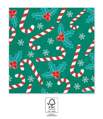 Party Servietten 33 x 33 cm 20 Stück "Weihnachten" Candy Cane